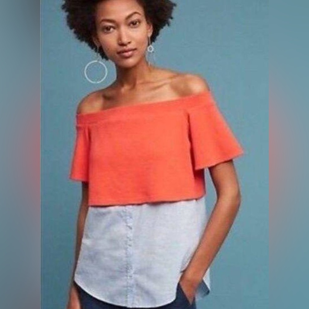 Anthropologie Off the Shoulder Layered Top • Size XS • EUC